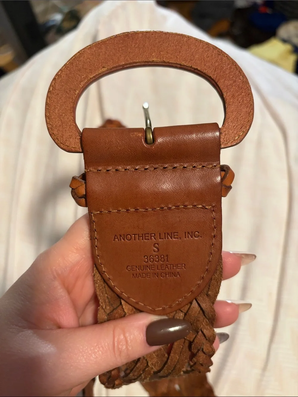 Women’s Woven Leather Belt - Brown - Small